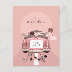 Invitaciones a los coches Getaway Rosa Cute Bride 