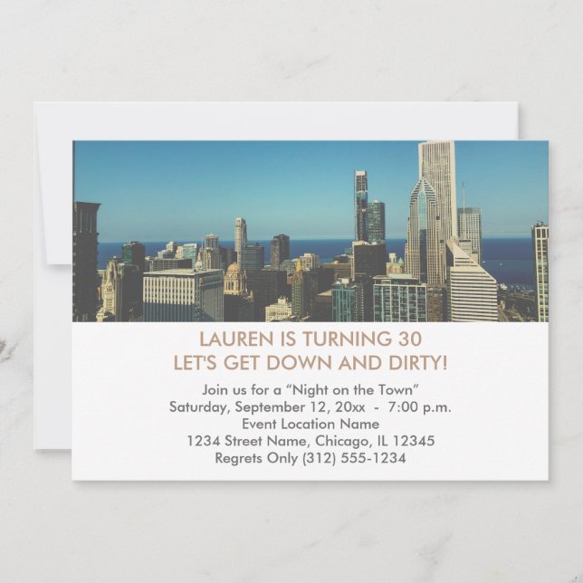 Invitaciones a los cumpleaños 30 de Chicago (Anverso)
