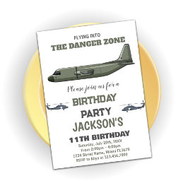 Invitaciones a los cumpleaños de Fighter Jet Green