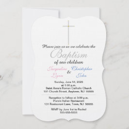 Invitaciones a los gemelos azules rosados de bauti