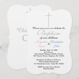 Invitaciones a los gemelos azules rosados de bauti