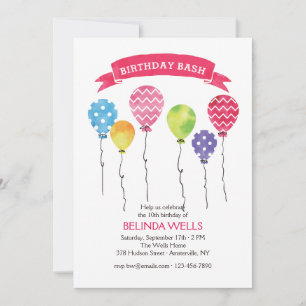 Invitaciones a los globos de cumpleaños
