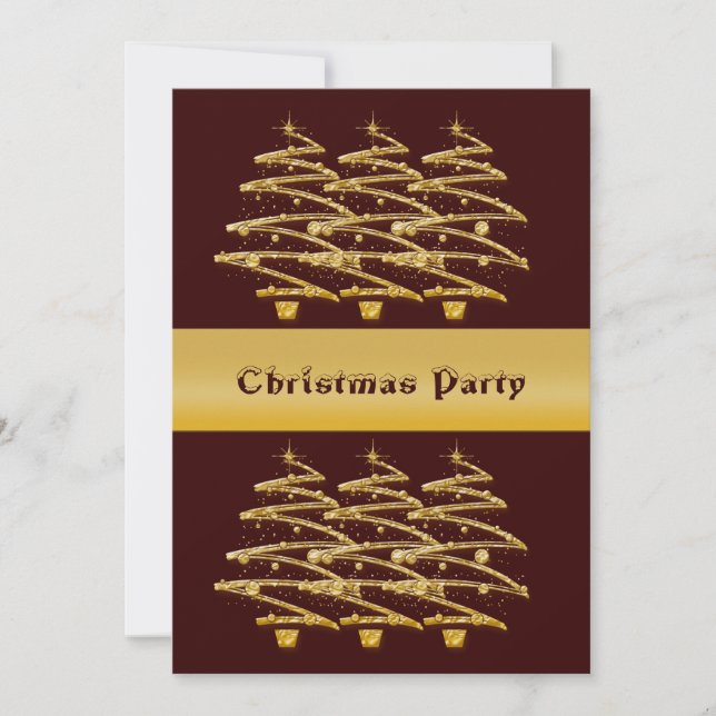 Invitaciones a los modernos árboles de Navidad dor (Anverso)