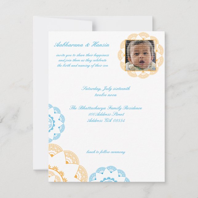 Invitaciones a los nombres de bebés con nombres az (Anverso)