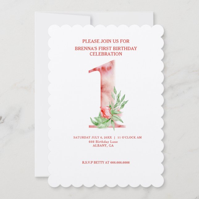 Invitaciones a los primeros cumpleaños de la flora (Anverso)