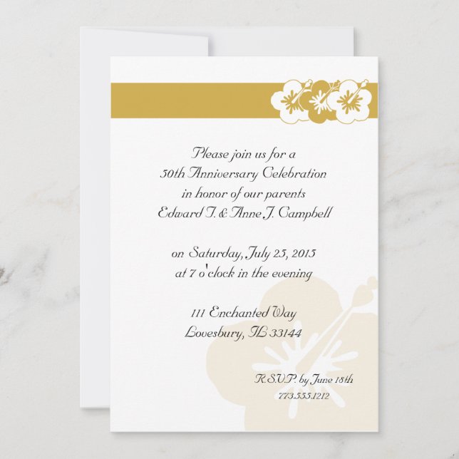 Invitaciones a Luau para el 50 aniversario (Anverso)