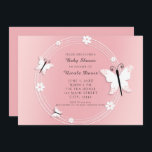 Invitaciones a mariposas y flores rosas y blancas<br><div class="desc">Invitaciones a mariposas y flores rosas y blancas. Personalizar para cualquier evento.</div>