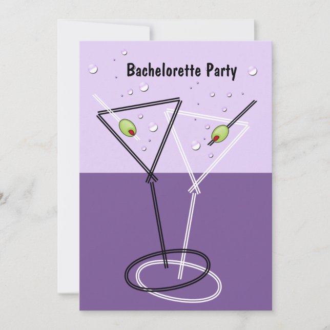 Invitaciones a Martini Purple Bachelorette Party (Anverso)