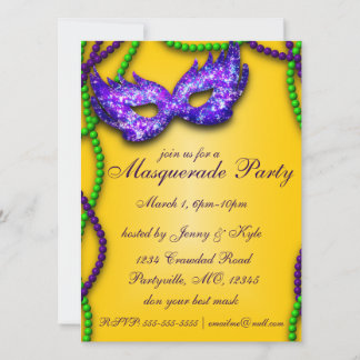 Invitaciones a mascarar Fiesta de mascarada púrpur