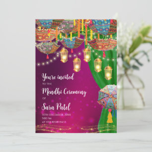 Invitaciones a Mehndi y fiesta de Henna noche de M