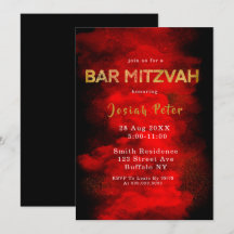 Invitaciones a Mitzvah de Black and Red Smoke Bar