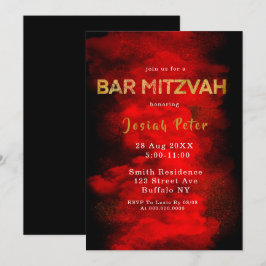 Invitaciones a Mitzvah de Black and Red Smoke Bar