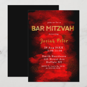 Invitaciones a Mitzvah de Black and Red Smoke Bar