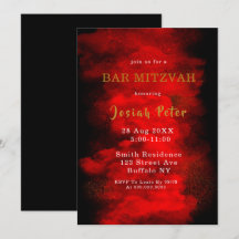 Invitaciones a Mitzvah de Black and Red Smoke Bar