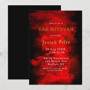 Invitaciones a Mitzvah de Black and Red Smoke Bar