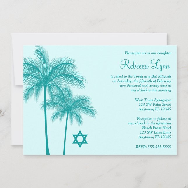 Invitaciones a Mitzvah de murciélago tropical verd (Anverso)
