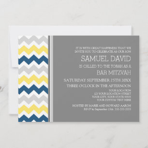 Invitaciones a Mitzvah del bar Chevron Color Azul