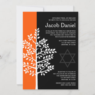 Invitaciones a Mitzvah del bar del árbol negro nar