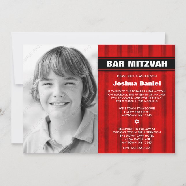 Invitaciones a Mitzvah del bar fotográfico de fran (Anverso)