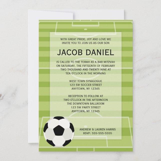 Invitaciones a Mitzvah del bar temático del fútbol (Anverso)