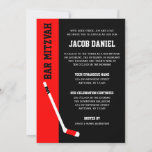 Invitaciones a Mitzvah del Red Black Hockey Bar<br><div class="desc">Invitaciones Bar Mitzvah con temas modernos de hockey rojo y negro. Personaliza fácilmente tu evento.</div>
