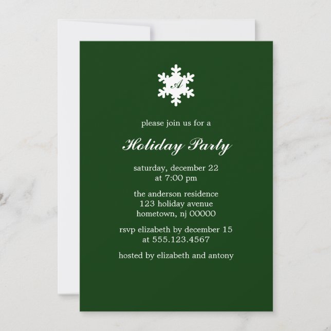 Invitaciones a monograma de un solo copo de nieve (Anverso)