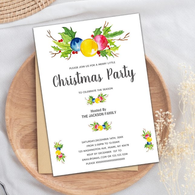 Invitaciones a Navidades amarillos rosas azules (Yellow Blue Pink Christmas Invitations)