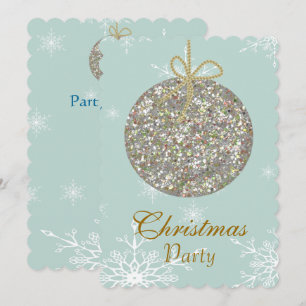 Invitaciones a navidades con ornamentos y copos de