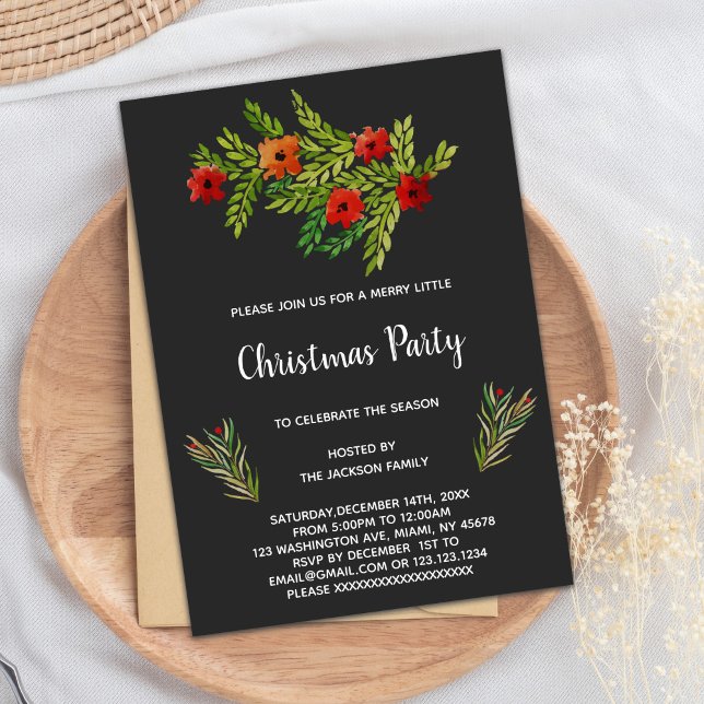Invitaciones a Navidades de flores rojas (Red Flower Christmas Invitations)