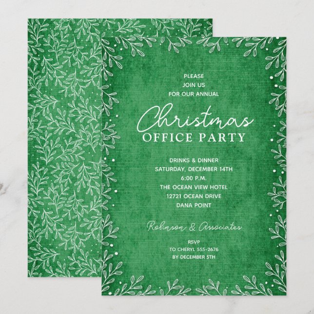 Invitaciones a Navidades verdes de la moda White B (Anverso / Reverso)