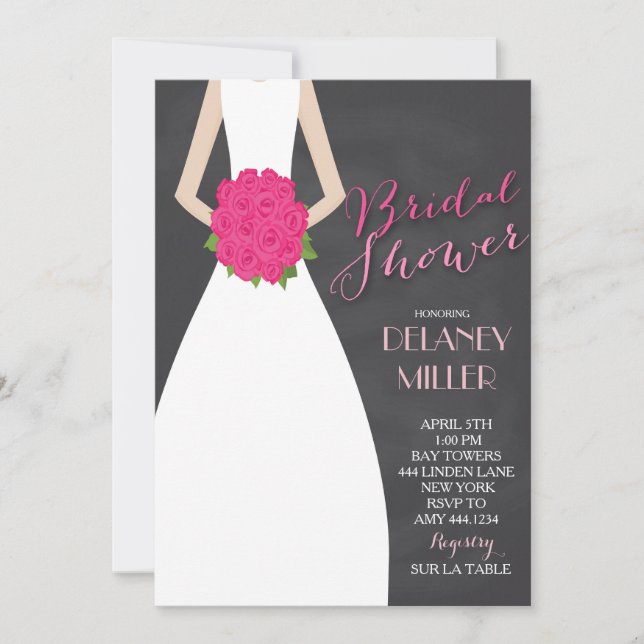 Invitaciones a novias con ducha de novia con table (Anverso)