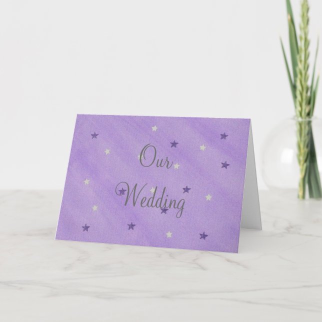 Invitaciones a nuestra boda, estrellas moradas y p (Anverso)
