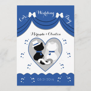 Invitaciones a parejas de Bodas de gato azul