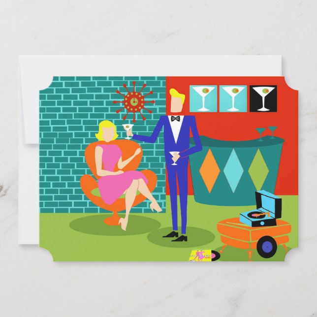 Invitaciones a parejas de Personalizable Retro Mar (Anverso)