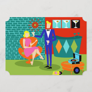 Invitaciones a parejas de Personalizable Retro Mar