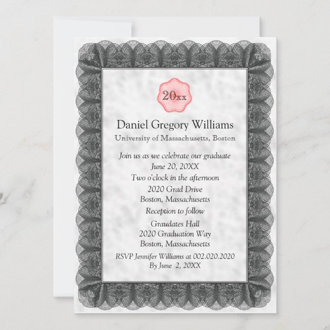 Invitaciones a Personalizados de graduación (Anverso)