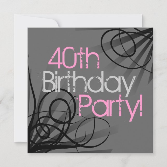 Invitaciones a Personalizados negros de Swirl Carb (Anverso)