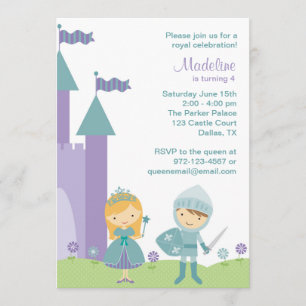 Invitaciones a princesas y caballeros verde azulad