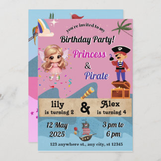 invitaciones a princesas y piratas
