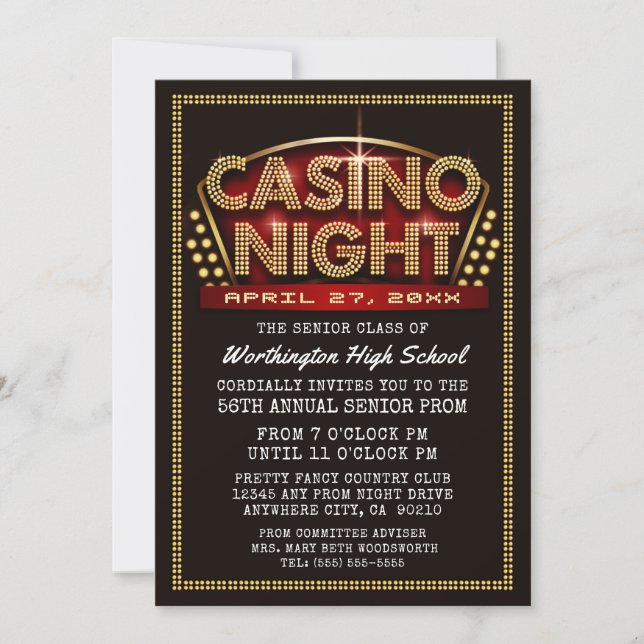 Invitaciones a Prom Temáticas del Fiesta de Casino (Anverso)