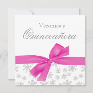 Invitaciones a Quinceanera con copos rosados de ni