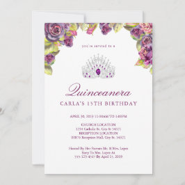 Invitaciones a Quinceanera Rosa púrpura de Bonito