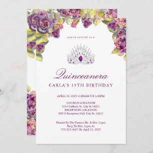 Invitaciones a Quinceanera Rosa púrpura de Bonito