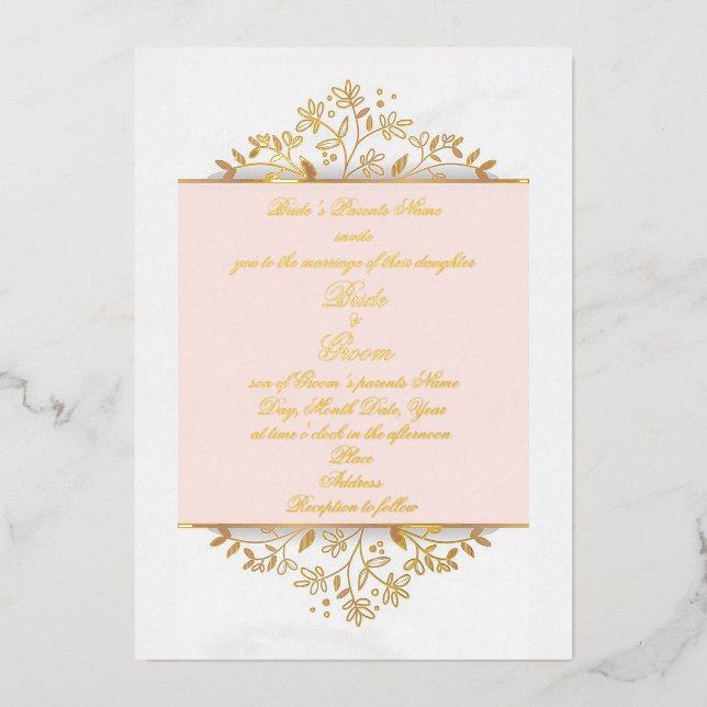 Invitaciones a Relieve metalizado de Boda de suavi (Anverso)