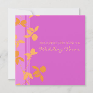 Invitaciones a renovación de Boda Naranja Rosa