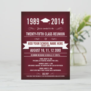 Invitaciones a Reunión de Clase Roja Elegante
