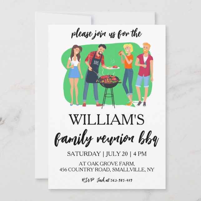 invitaciones a reuniones familiares Cocina de Bbq (Anverso)