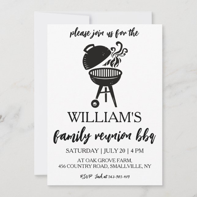 invitaciones a reuniones familiares Cocina de Bbq (Anverso)