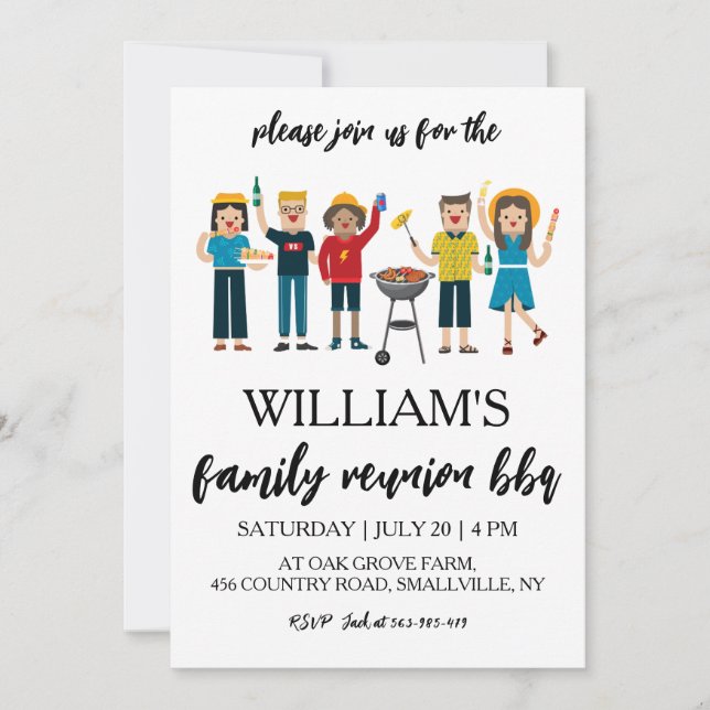 invitaciones a reuniones familiares Cocina de Bbq (Anverso)