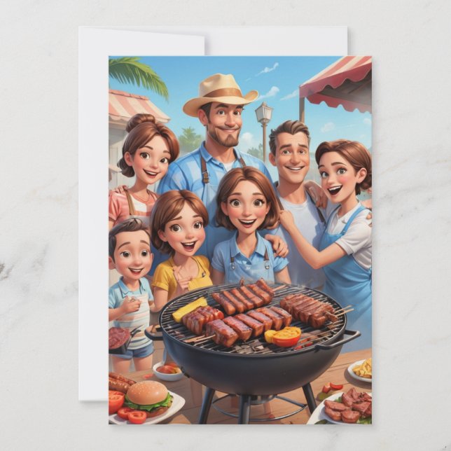 invitaciones a reuniones familiares Cocina de Bbq (Anverso)